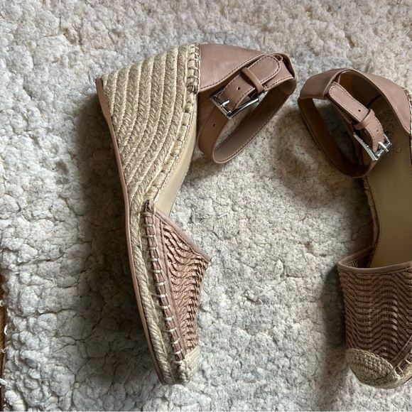 Vince Camuto: Valissa Woven Leather Vamp Espadrille Ankle Strap Wedges Sz 8.5 - Picture 4 of 12